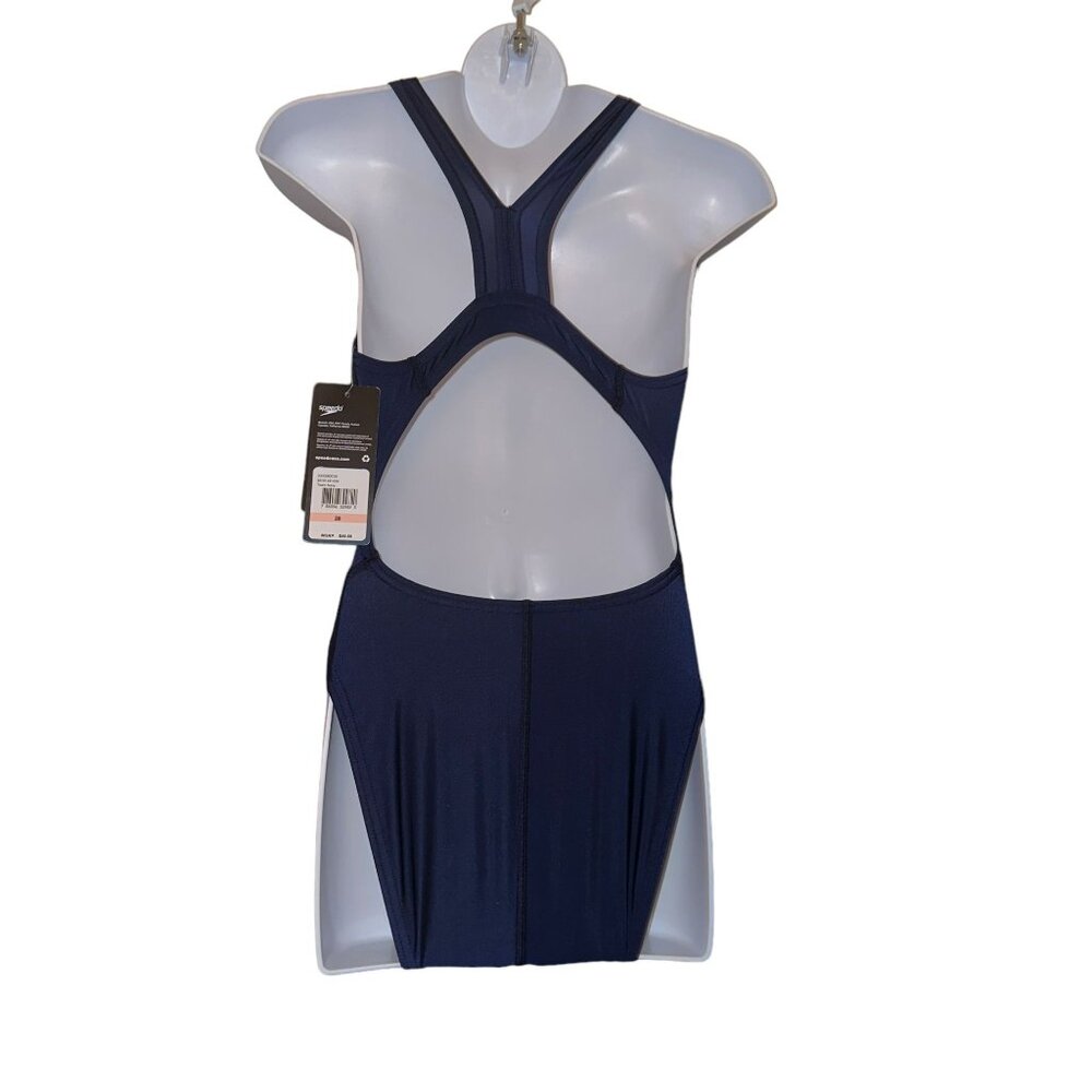 NWT Speedo Pro LT One Piece Swimsuit Womens 26 Solid Navy Blue Compression - Picture 6 of 8